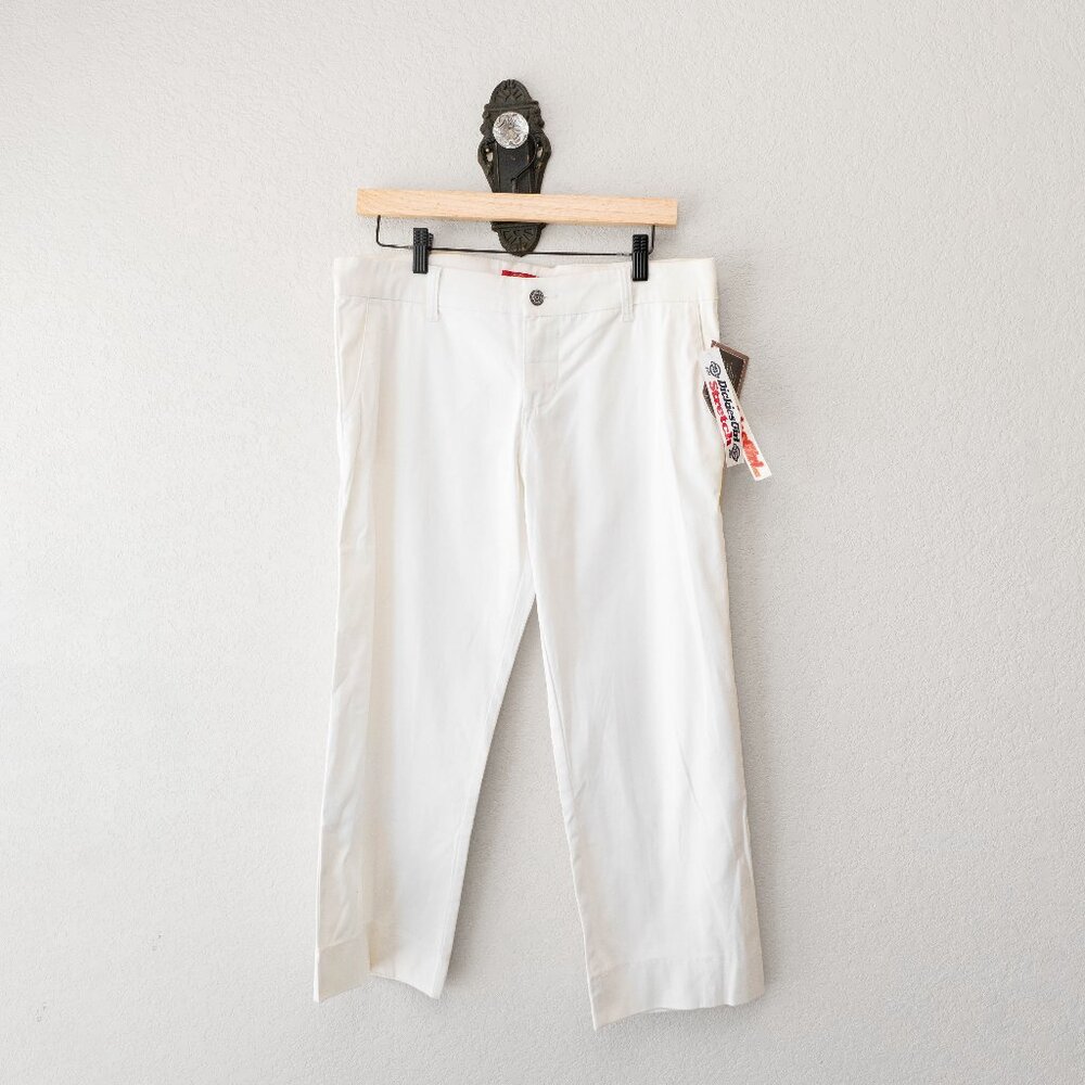 Dickies Girl White Cropped Pants NWT Workwear Straight Leg High Rise Size 11